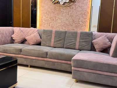 L shape sofa , wooden sofa , solid sofa , sofa set , with table sofa