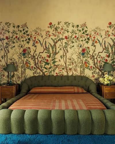 Luxury Curved Bouclé Upholstered Bed – Custom Made | Premium Designer