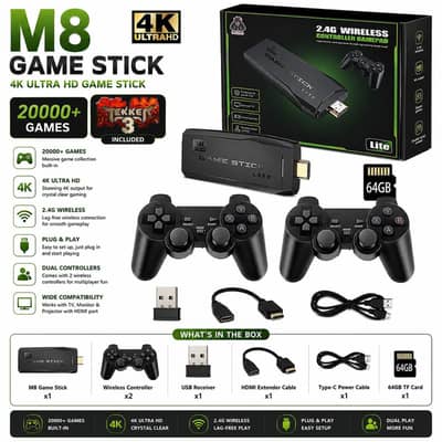 M8 Wireless Retro Game Console - Plug and Play - Video Game Stick-NEW