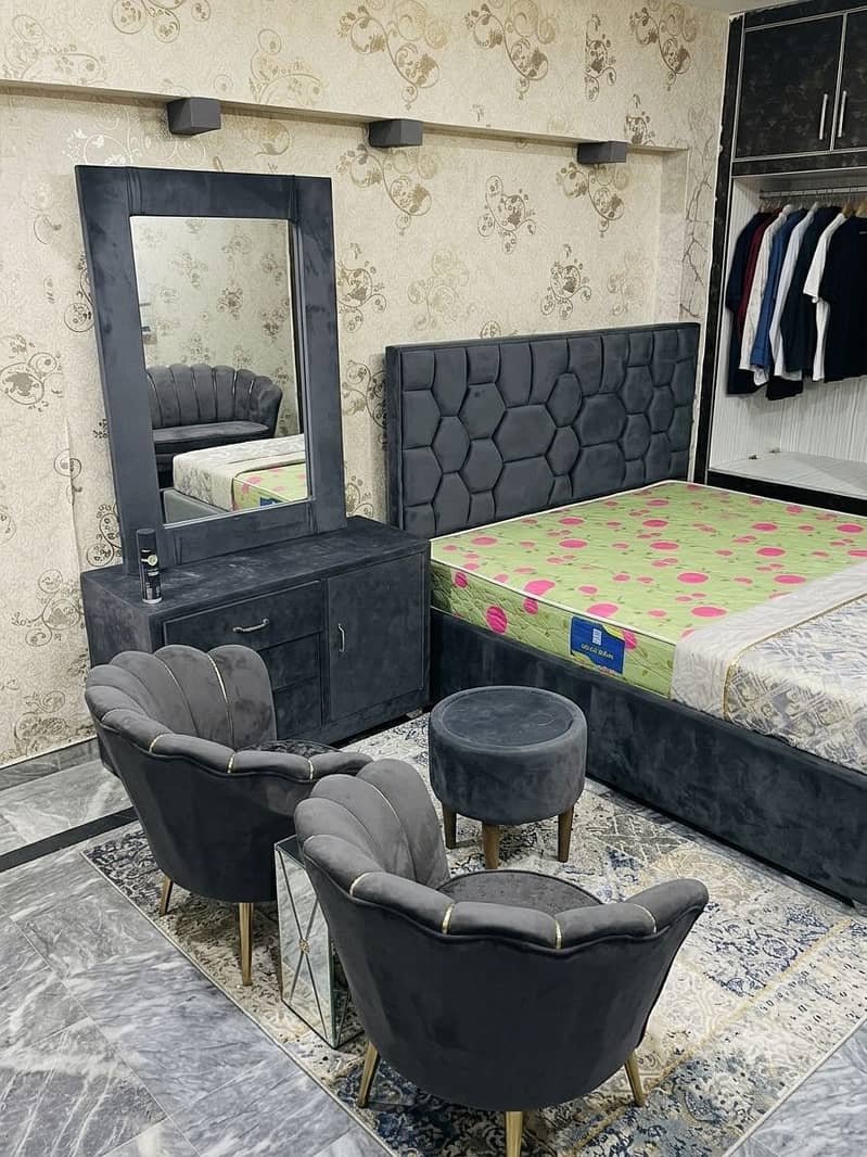 bed set ( king bed +dressing table+ sofa set with mini table 0