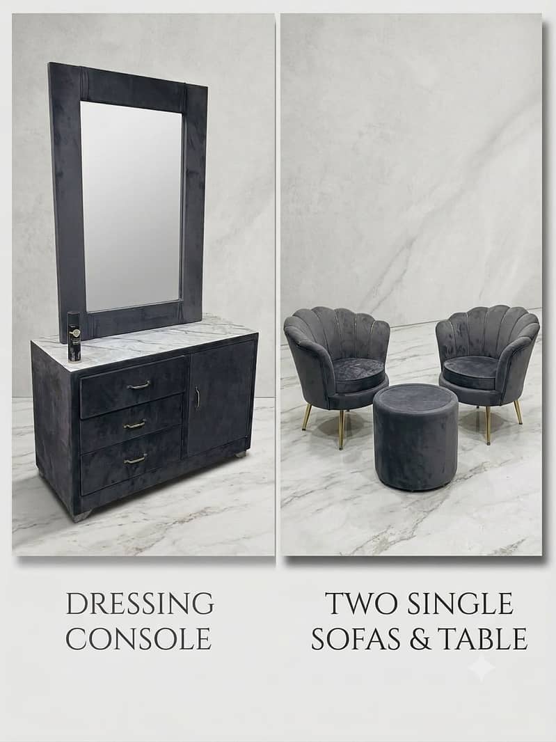 bed set ( king bed +dressing table+ sofa set with mini table 5