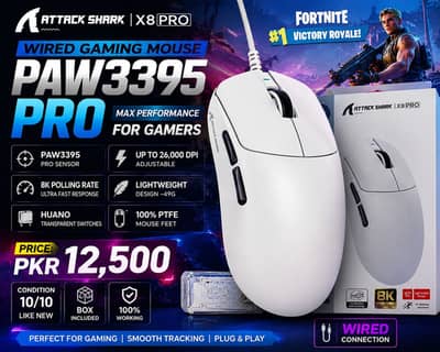 Attack Shark X8 Pro PAW3395 Pro Gaming Mouse | Like New | Box Pack