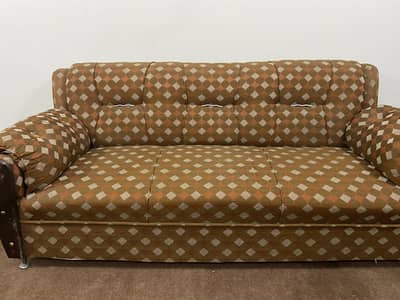 5 seater solid wood sofa diamond fabric