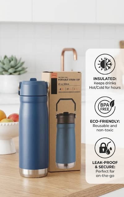 Portable Stainless Steel Vacuum Insulated Water Bottle 650ml | Leak P