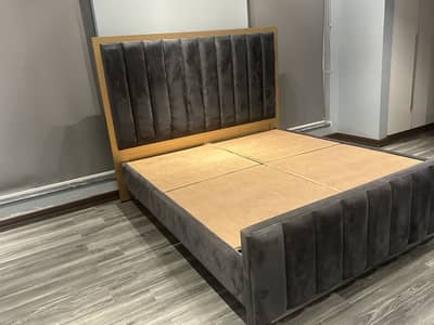 Wooden bed + side tables