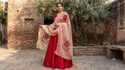 Handmade Painted Luxury Dupatta | Naqshi & Dabka Work