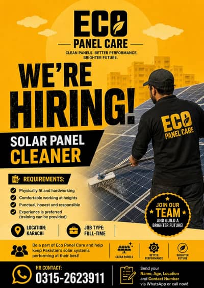 solar cleaning staff required