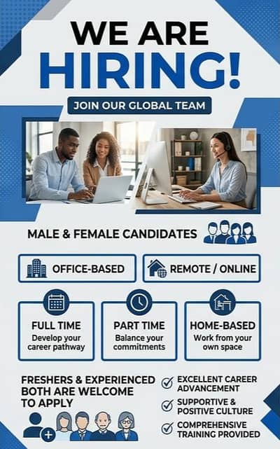We are hiring male and female for office and online work.