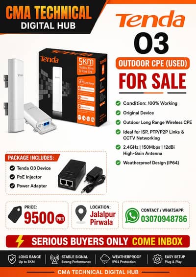 Tenda O3 Used Fresh Piece