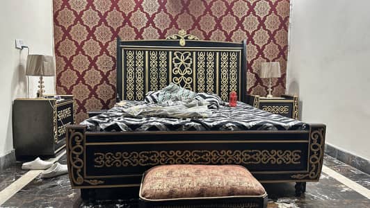 Luxury bed black gold king size bed