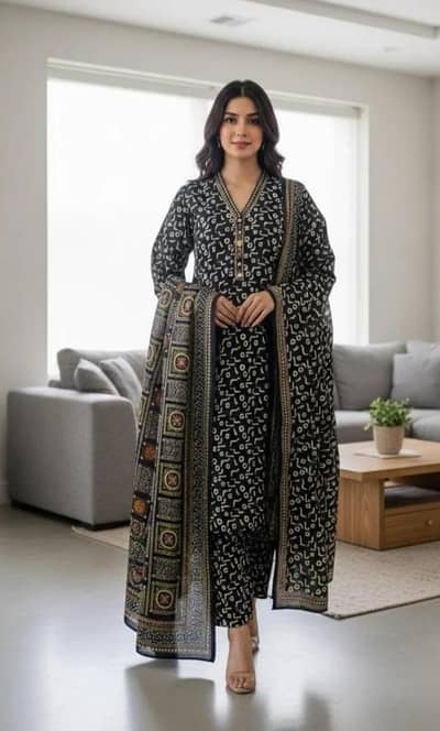 Printed lawn 3 piece women suit