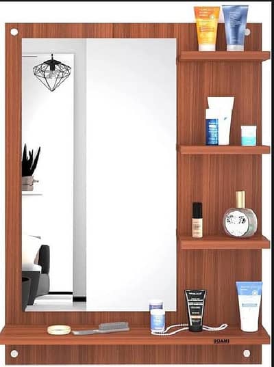 Wall Mounted Wooden Dressing Table with Mirror