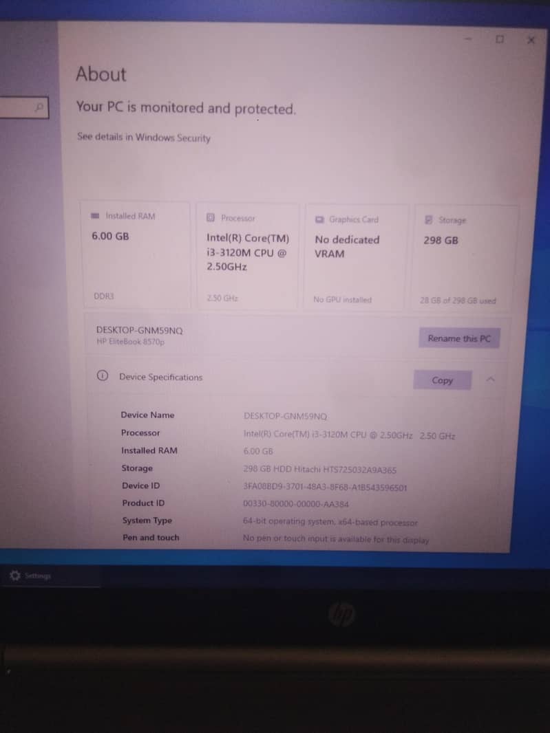 Hp8570p 0