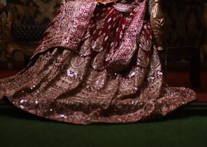 Maroon Bridal Dress – Medium Size | Only Worn Once