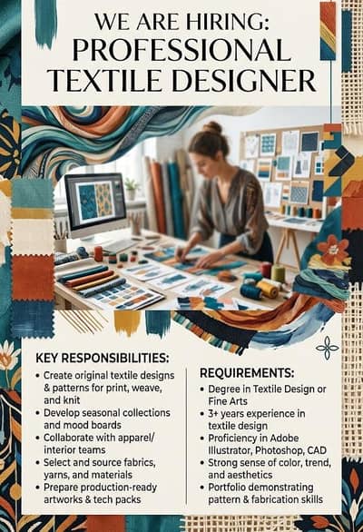 female textile designer required
