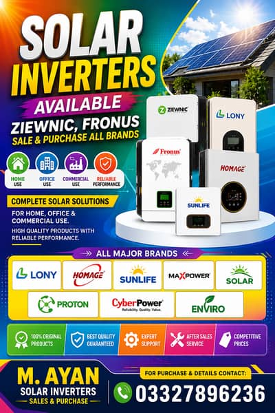 Solar Inverters All Brands Sale & Purchase Ziewnic, Fronus, Lony,Homag