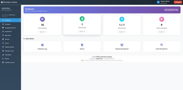 Custom ZKTeco Biometric Attendance & HR Management System