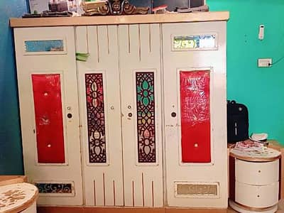 King Size bed without mattress, cupboard, dressing, divider