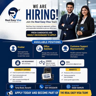 Urgent Hiring Office Assistant & Customer Support Repr Karachi office