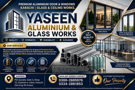 Premium Aluminium & Glass Works Karachi | Doors, Windows & Blinds