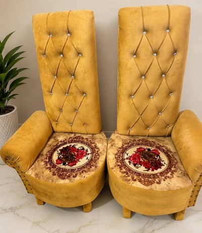 Luxury Velvet Coffee Chairs (Pair) – Premium High Back Chairs