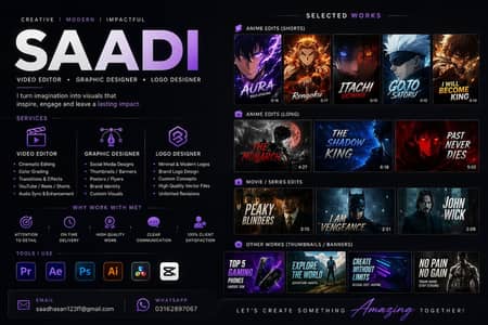 Video Editing | Logo Design | Thumbnails | Posters