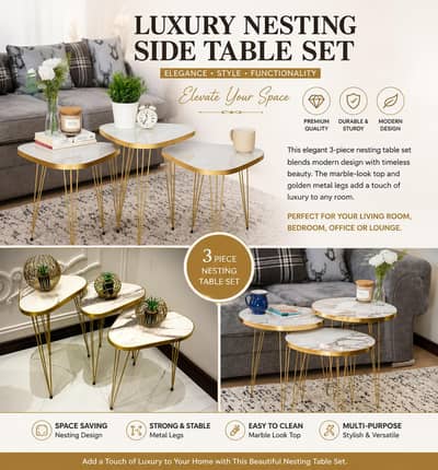 Luxury 3-Piece Marble Nesting Side Table Set
