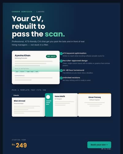 Professional ATS Friendly CV Maker | Starting From Rs. 249