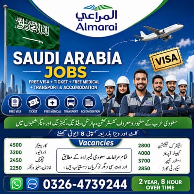 Saudi Arabia Jobs | Free Visa + Free Accommodation |Male & Female Work