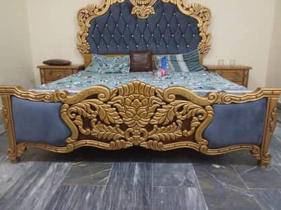 double bed with side tables and mattress use like new