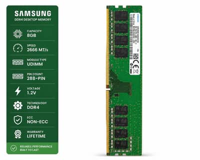 Samsung 8GB DDR4 2666MHz PC4-21300 UDIMM Desktop RAM