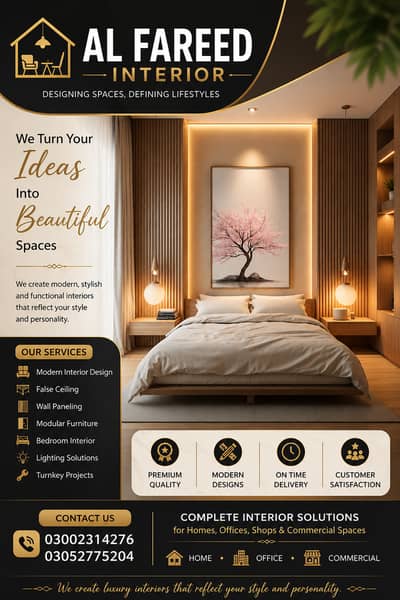 Premium Bedroom Interior | Wall Paneling | AL FAREED INTERIOR