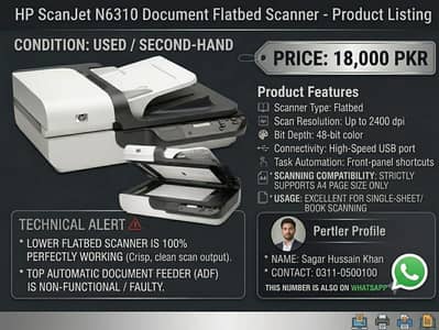HP Scanjet N6310 A4 Flatbed Scanner for Sale (Second-Hand)