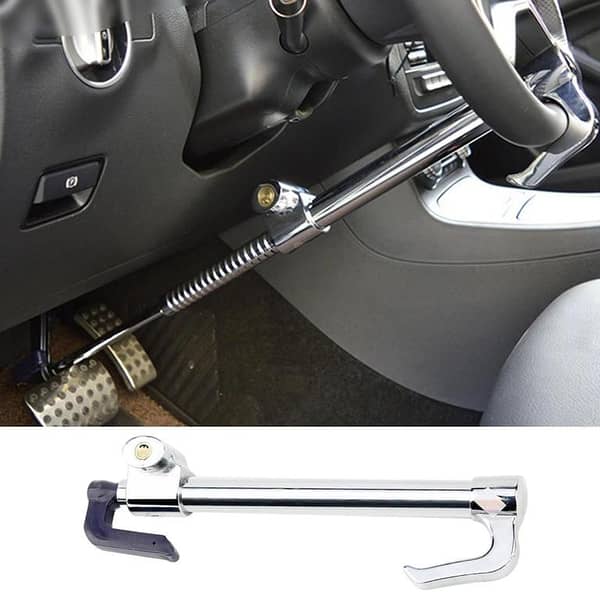 Universal Heavy-Duty Steering Wheel Lock, Extendable and Retractable, Anti-Theft for Most Vehicles