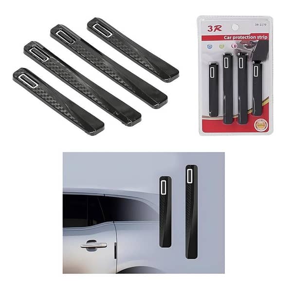 Car 3R-2170 Door Guard Protector – Black Carbon Finish, Adhesive Tape, Set of 4