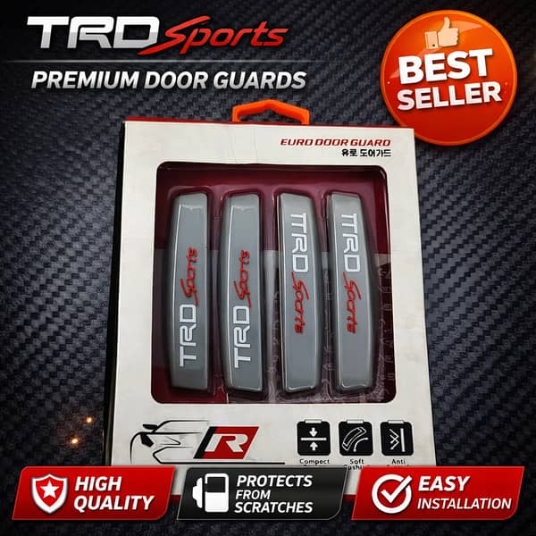 TRD Sports Logo Plastic Door Guards – Grey, Set of 4, Universal Fit
