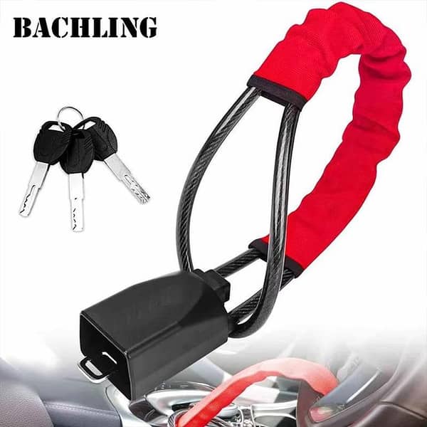 Car Steering Wheel Lock Universal Anti-Theft Device with Seatbelt Buckles and 3 Keys