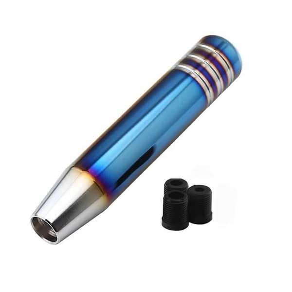 Universal Auto 13cm-18cm Length Aluminum Manual Gear Shift Knob with 3 Adapters (Baked Blue)