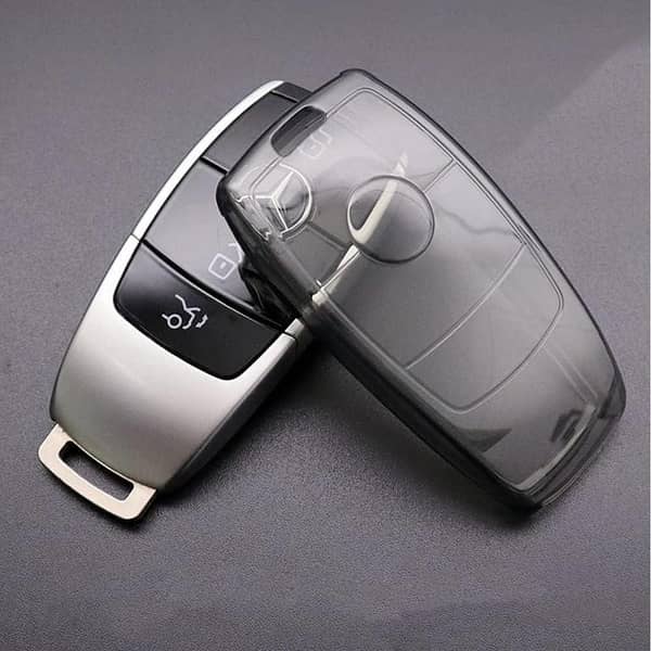 (Smoke Color) Premium TPU Fob Protector Case for Mercedes-Benz Key Fob – A/B/C/E/GL Class, G-Class, CLA, CLS, C300/ E63 / G-Class models
