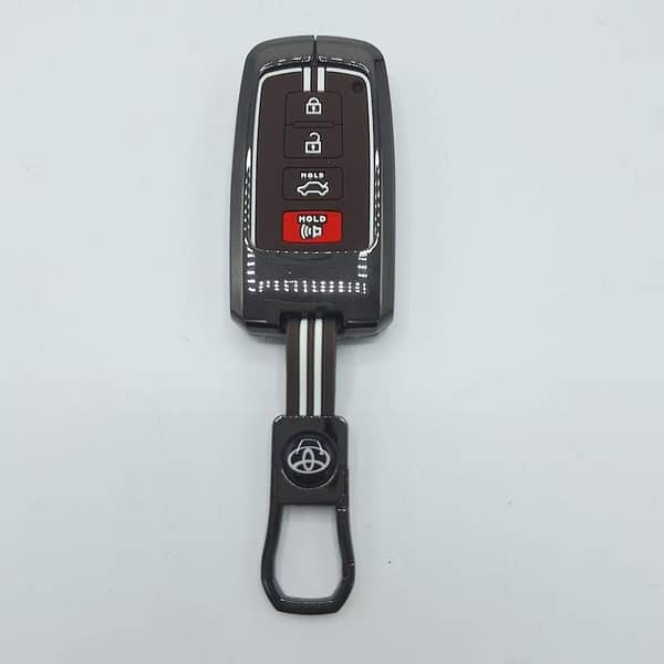 Metal Key Cover Case for Toyota Corolla Grande – Zinc Alloy with Keychain (Brown, White, Blue)