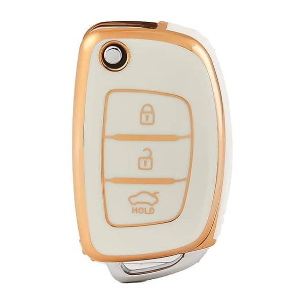 Hyundai Elantra Flip Key TPU Cover – White Edition for Smart Keys