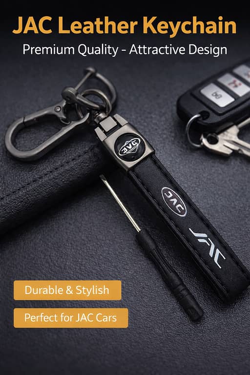 JAC Genuine Leather Car Keychain – Durable Leather Key Holder with Metal Ring
