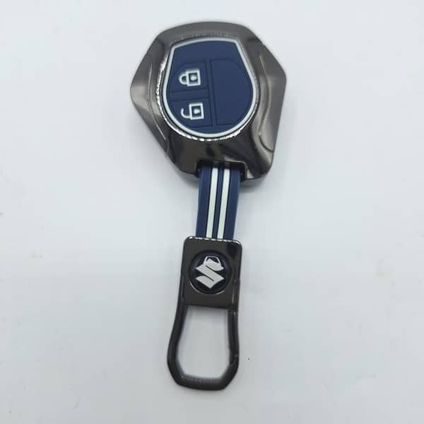 Metal Alloy Key Cover for Suzuki Alto, Swift, WagonR, Cultus, Liana with Keychain – White, Brown or Blue