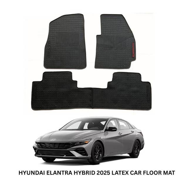 HYUNDAI ELANTRA HYBRID 2025 Genuine Shape Diamond Latex Floor Mats (3-Piece) with Anti-Slip Backing and ELANTRA HYBRID Logo