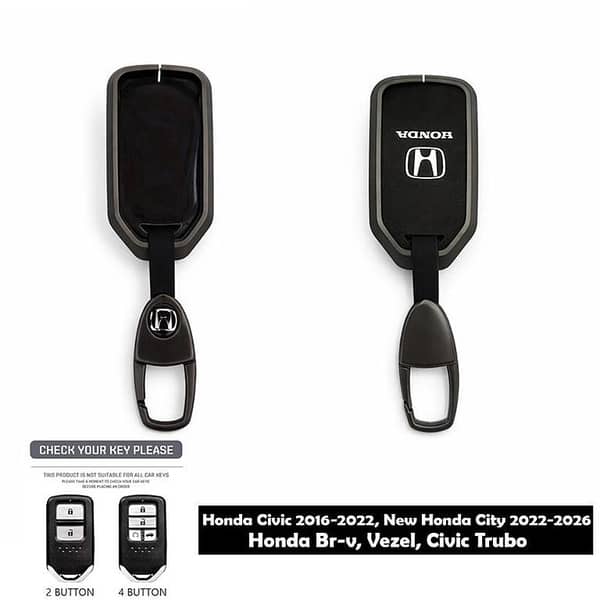 Aluminium Alloy + TPU Key Cover for Honda Civic 2018-2022, Honda City 2022-2026, and Vezel – Premium Metal Finish Smart Key Protection