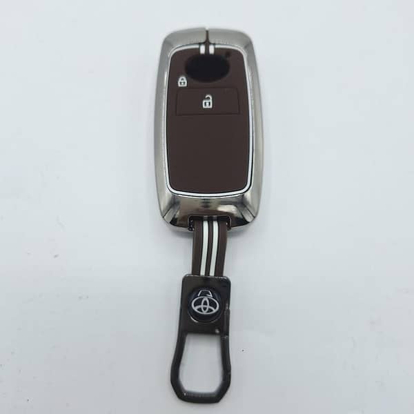 Toyota Raize 2-Button Metal Key Cover – Premium Alloy Shell in Blue, White or Brown with Keychain
