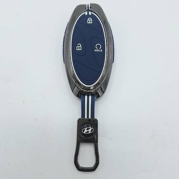 Metal Alloy Key Cover for Hyundai Sonata N Line 2025 and Elantra Hybrid 2025 – White, Brown, and Blue Eid Edition with Keychain
