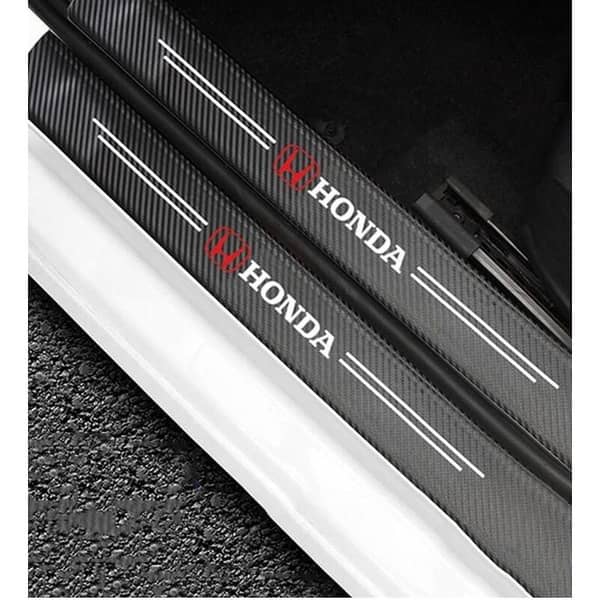 Honda Logo Side Door Edge Guard Sill Plate Protection Strips Carbon Fiber – 4 Pieces
