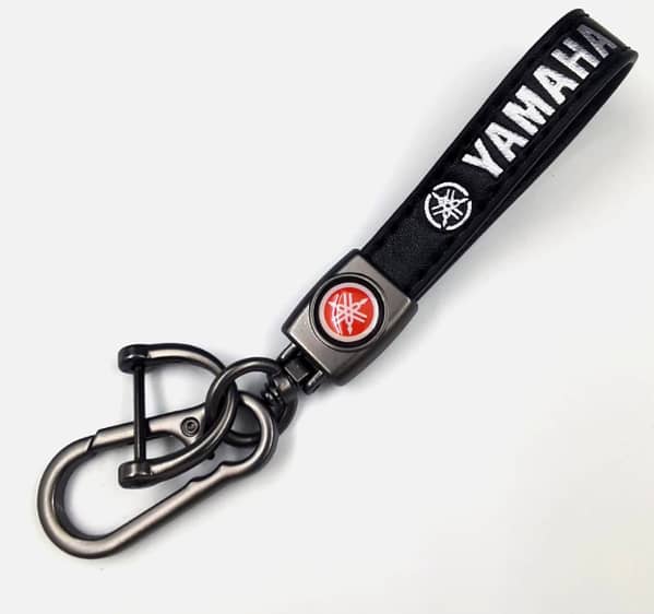 YAMAHA Genuine Leather Car Keychain: Durable Leather Key Holder with Metal Ring