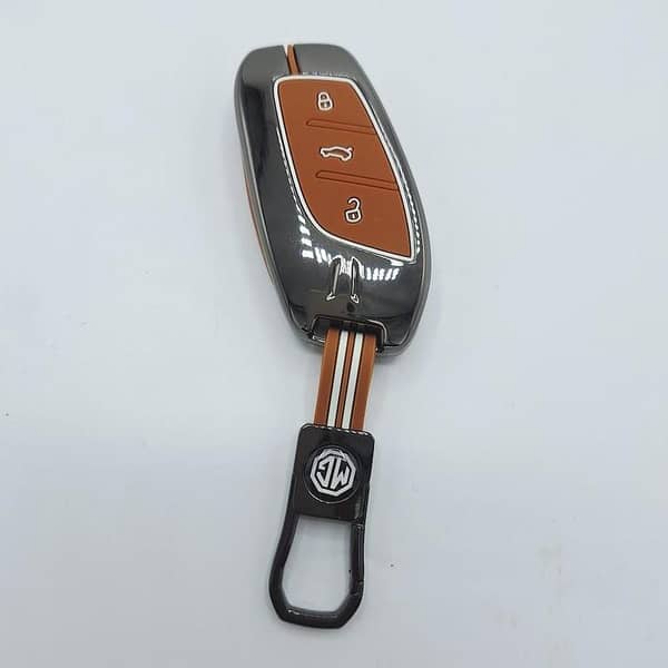 MG-HS Remote Key Metal Cover – Blue & Brown Edition, Premium Alloy Shell with Keychain